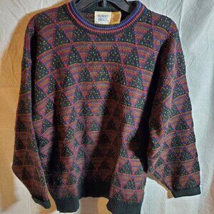 Men's Robert Bruce XL Tree Pattern Knit Sweater Vintage